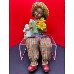 Maybe Daddy's Figurine Shelf Sitter Girl with Duck and Flowers Resin/Fabric Gift
